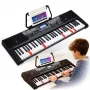MK 2115 Teclado portátil didáctico 37 teclas piano electrónico con 8 timbres, 8 ritmos, 4 canciones de demostración, entrada de micrófono, negro