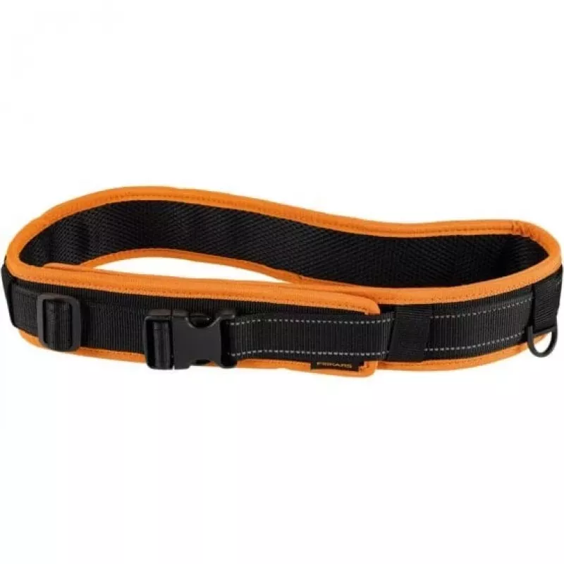 Fiskars 1003626 Functional Form cinturón portaherramientas con cierre rápido, cintura ajustable hasta 120 cm, poliéster resistente al agua, múltiples bolsillos y presillas, Negro/Naranja