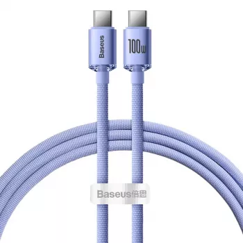 Baseus cable de carga rápida y datos USB-C a USB-C Crystal Shine 100W PD, 1,2 m, lila