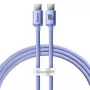 Baseus cable de carga rápida y datos USB-C a USB-C Crystal Shine 100W PD, 1,2 m, lila