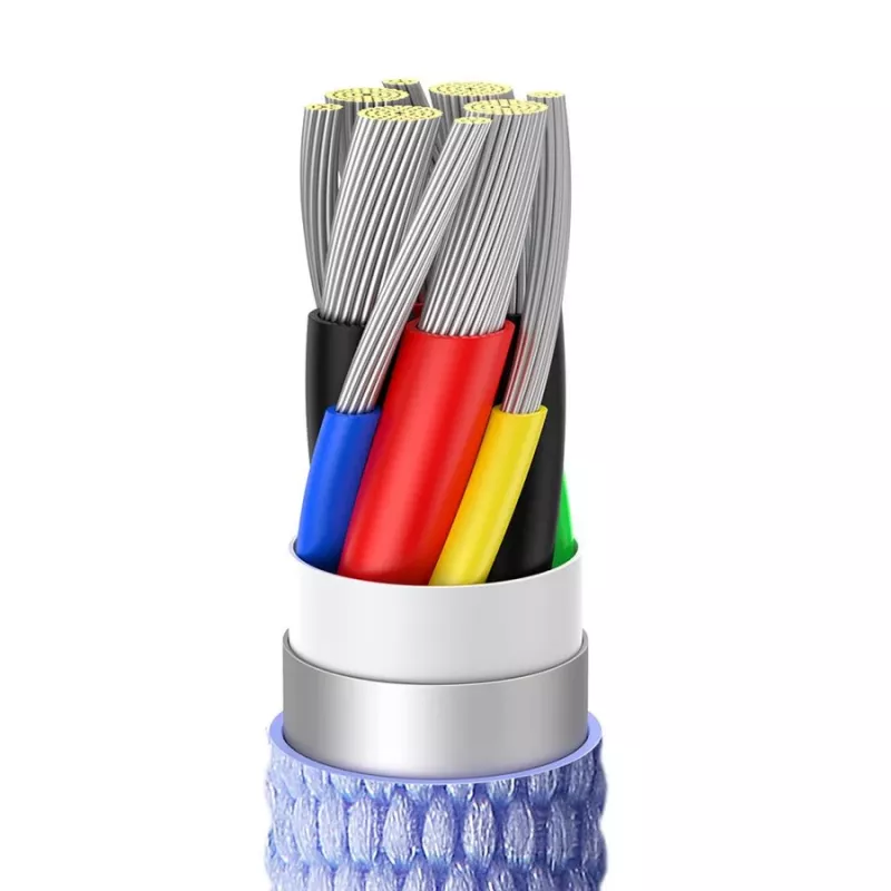 Baseus cable de carga rápida y datos USB-C a USB-C Crystal Shine 100W PD, 1,2 m, lila