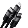 Baseus StarSpeed cable de carga múltiple USB 3 en 1 USB-C + Micro USB + Lightning 3.5A 1,2m negro