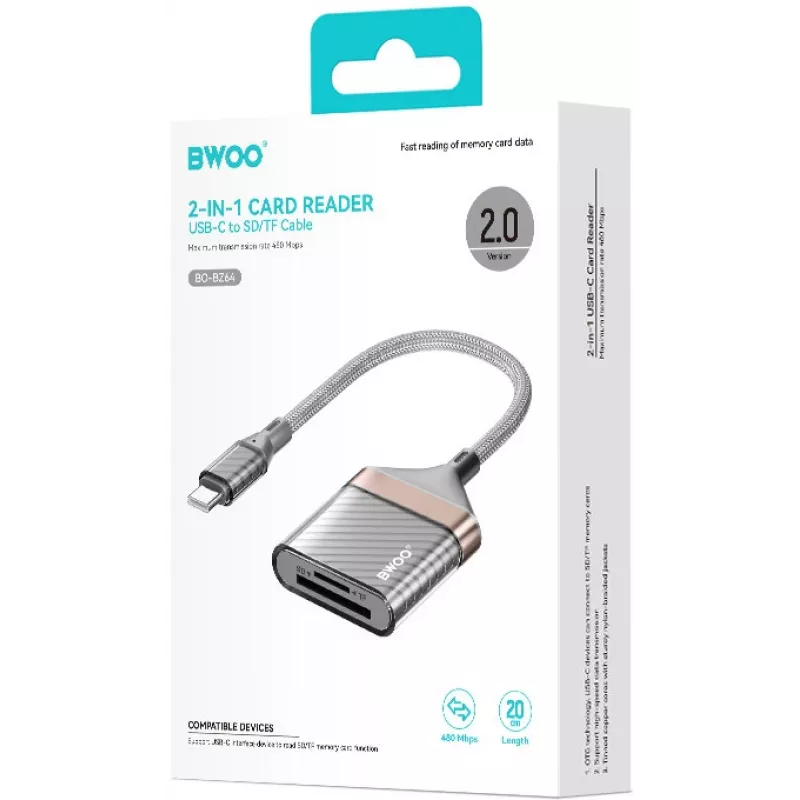 BWOO lector de tarjetas SD/TF 2 en 1 USB-C (BO-BZ64)