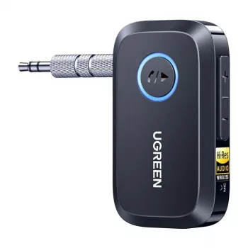 UGREEN adaptador transmisor receptor de audio Bluetooth 5.3 con LDAC, aptX HD, aptX Low Latency, 3,5 mm AUX/RCA/óptico, USB-C, multipunto, para TV PC cine en casa estéreo audio de coche (negro)