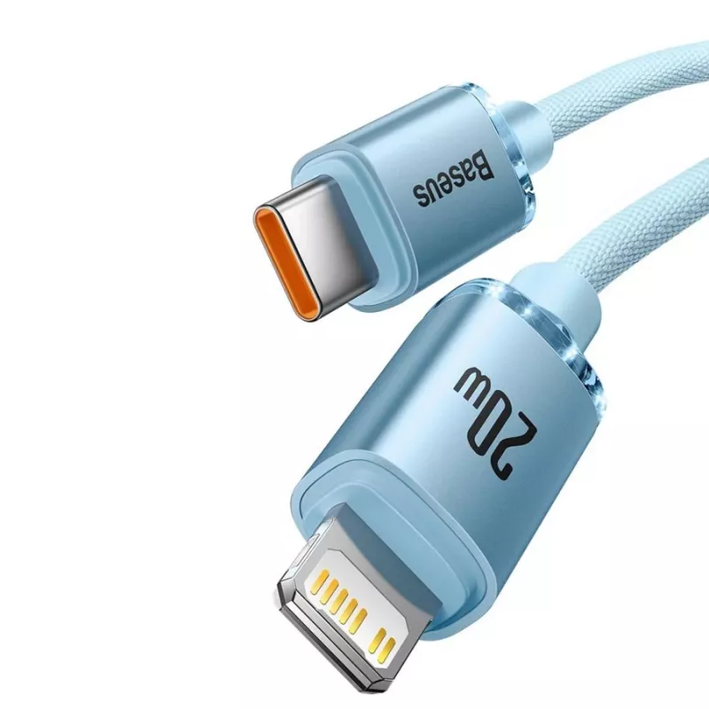 Baseus Crystal Shine cable USB-C a Lightning 20W, 1,2m, azul