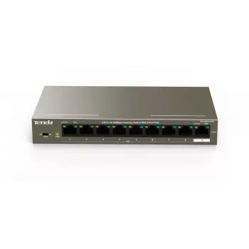 Tenda TEF1109P-8-102W Switch de sobremesa PoE de 9 puertos con 8 puertos PoE+, presupuesto 102W, 10/100 Mbps