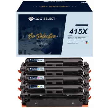 Pack de 4 tóneres de alto rendimiento compatibles G&G GS-H415X-4P para HP 415X (Negro, Cian, Magenta, Amarillo)