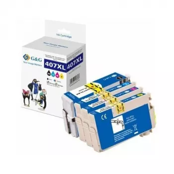 Pack de 4 cartuchos de tinta de alto rendimiento compatibles G&G para Epson 407XL (Negro, Cian, Magenta, Amarillo)