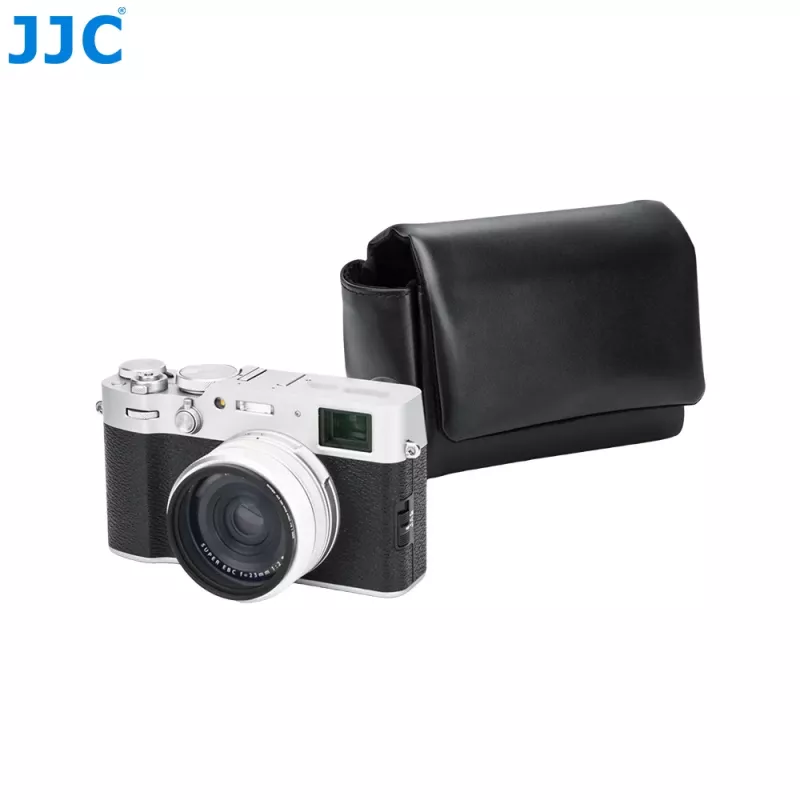 Funda de cámara de piel PU negra JJC CL-M para Fujifilm X100VI, X100V, X-E5 y Canon V1