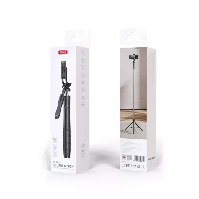 XO SS15 Palo selfie trípode Bluetooth, 180 cm, Negro
