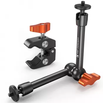 KF Magic Arm + Super Clamp Kit de montaje con rosca de 1/4 de pulgada y 3/8 de pulgada, mordaza de 15-55 mm, Negro