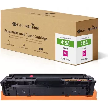 G&G Cartucho de tóner magenta remanufacturado como reemplazo de HP 415A (W2013A), 2100 páginas