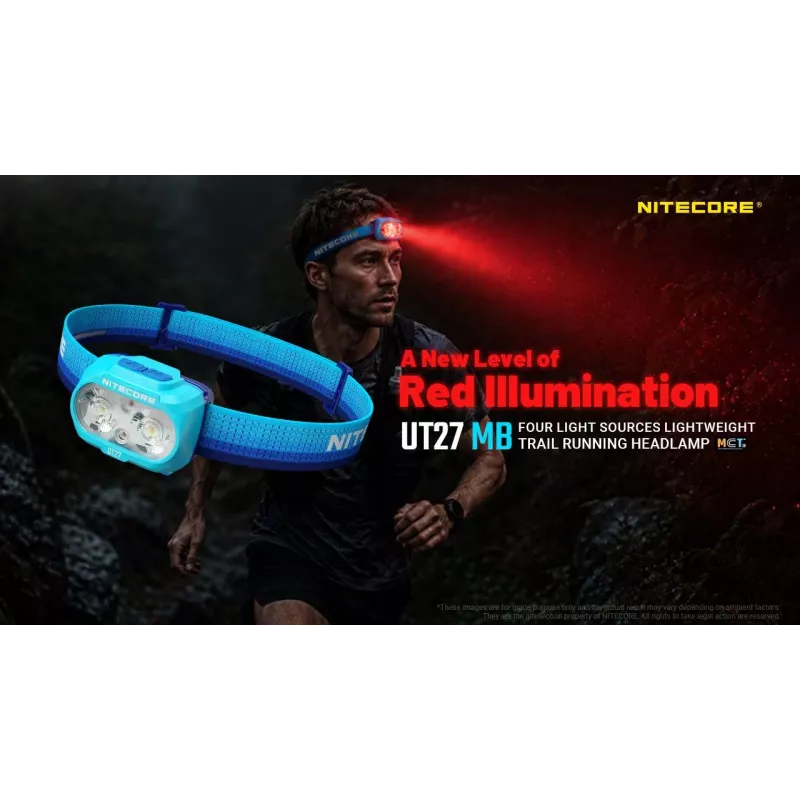 Linterna frontal de doble haz Nitecore UT27 MB 800 lúmenes con luz roja