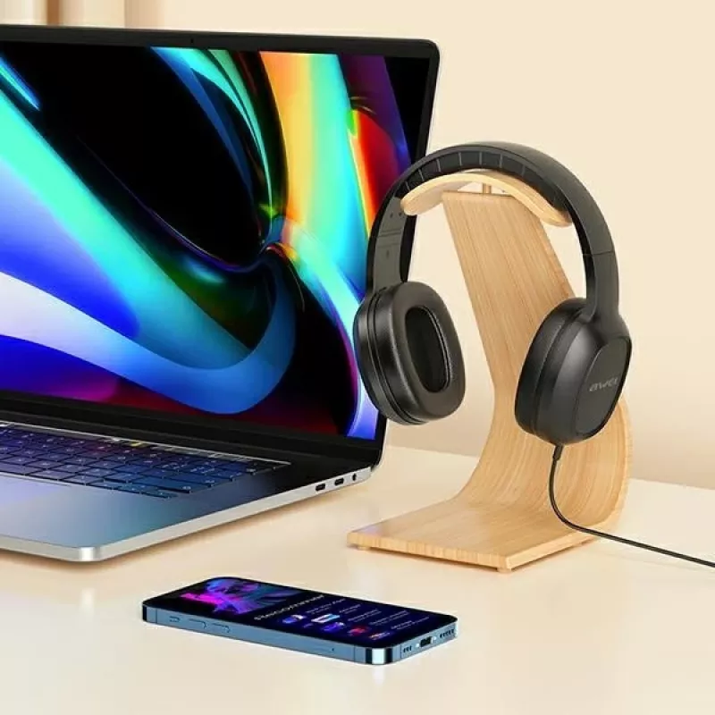 Auriculares gaming over-ear AWEI GM-6 con micrófono, jack de 3,5 mm con cable, drivers de 40 mm, negro