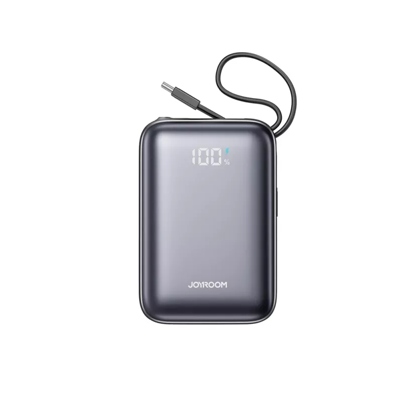 Batería externa JOYROOM JR-PBF29 20000mAh 22.5W con pantalla digital y cables dual Type-C integrados - Negra