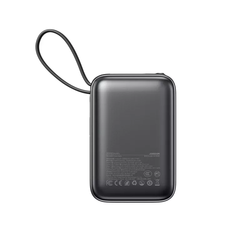 Batería externa JOYROOM JR-PBF29 20000mAh 22.5W con pantalla digital y cables dual Type-C integrados - Negra