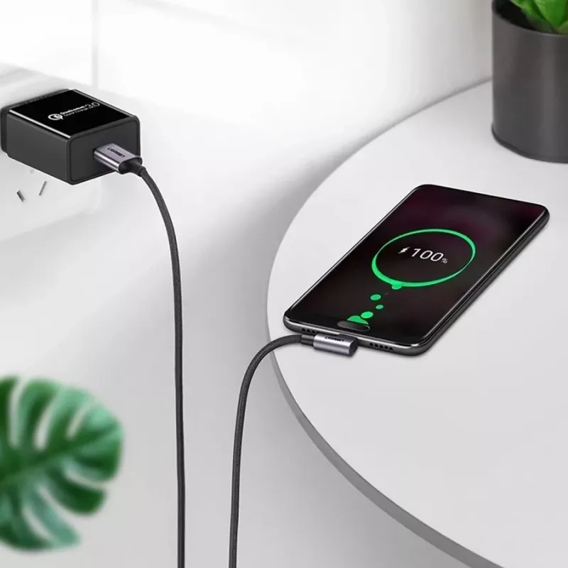 UGREEN US284 Cable en ángulo USB-A a USB-C, 3A, 3m, negro