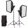 Godox Litemons LA200D K2 Set de 2 focos LED monolight de luz día con softbox, trípodes y bolsa de transporte