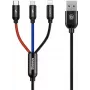 Baseus Primary Colors Cable 3 en 1 USB 2.0 Type-A a Micro, USB-C y Lightning 30cm negro/rojo/azul