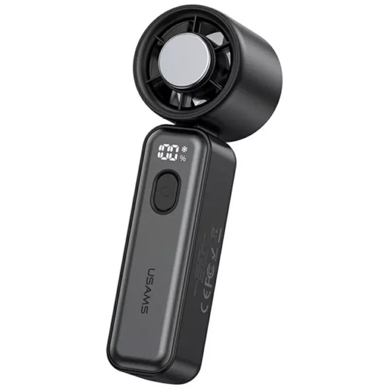 USAMS Ice-Cooling Digital Ventilador de mano de alta velocidad 2000mAh negro
