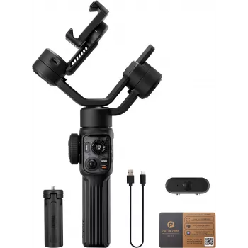 Estabilizador gimbal de 3 ejes para smartphone Zhiyun C030124ABR1 con luz de relleno integrada, Bluetooth 5.0, batería de 2600 mAh, hasta 25 h de autonomía, compatible con smartphones de 50-90 mm, negro