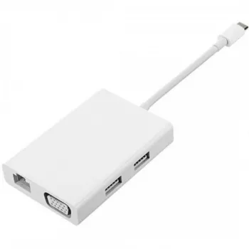 Adaptador múltiple Xiaomi Mi USB-C a VGA Gigabit Ethernet (blanco/plata)