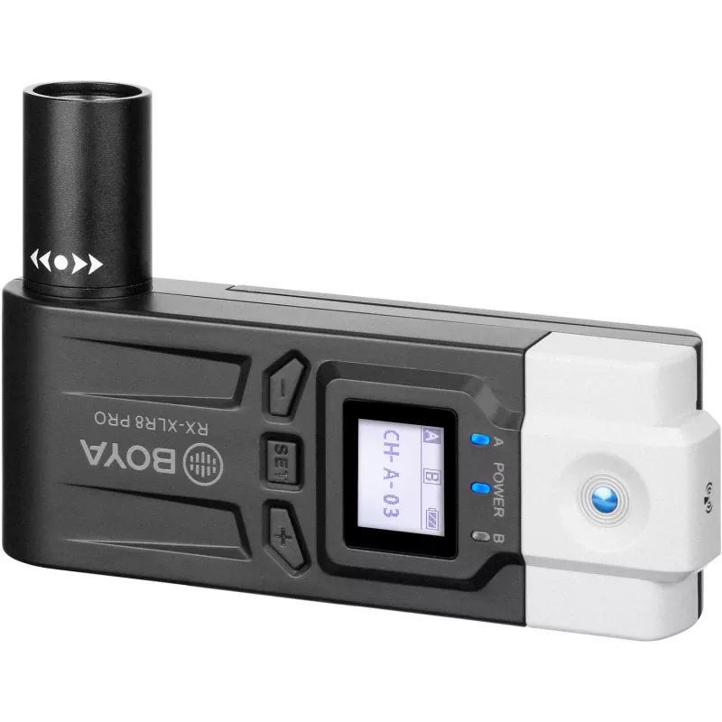 Sistema de micrófono de solapa inalámbrico UHF de doble canal BOYA BY-WM8 Pro-K7 con 48 canales, 100 m de alcance, receptor montable en cámara (568-590 MHz)