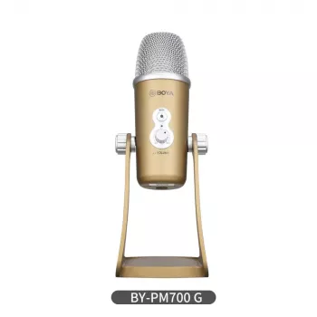 Micrófono de condensador USB BOYA BY-PM700G con 4 patrones polares, 24 bits/48 kHz, controles de ganancia y silencio, monitorización por auriculares, para PC/Mac