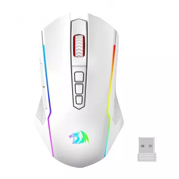 Ratón gaming inalámbrico Redragon M914W-RGB NIX, 5000 DPI, blanco