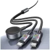 USAMS Huan Series cable de carga 3 en 1 con cargador inalámbrico 72W USB-C Gris oscuro