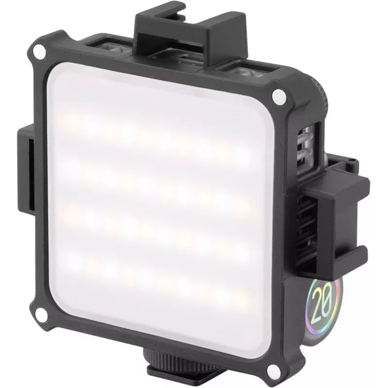 Zhiyun M20 luz de relleno LED RGB con 20W de potencia, 2700K-6500K CCT, modos de color HSI, pantalla OLED, parte trasera magnética, carga USB-C PD