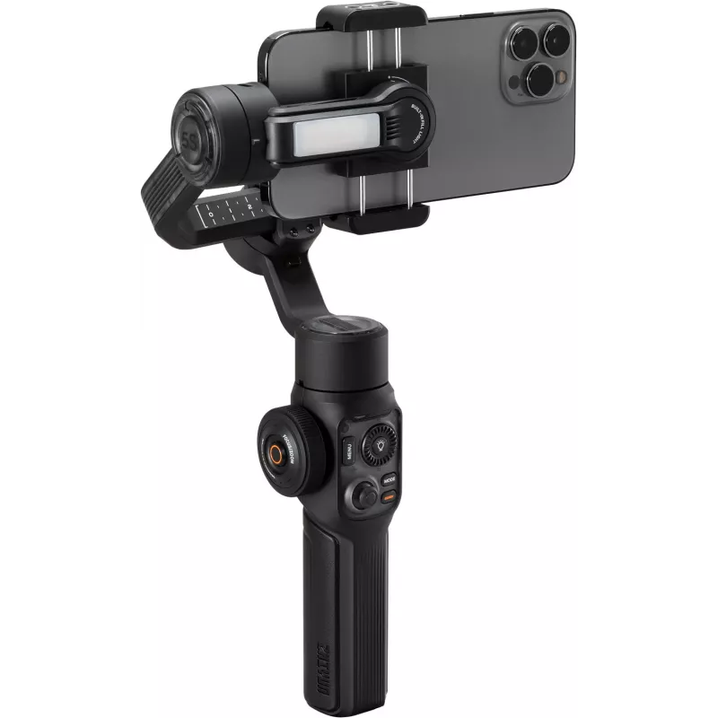 Zhiyun Smooth 5S AI gimbal para smartphone con luz de relleno magnética, estabilizador de 3 ejes, carga útil 300g, Negro