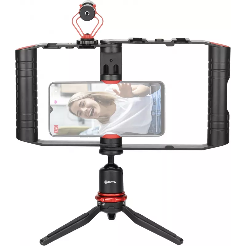 BOYA BY-VG380 kit de vídeo para smartphone con micrófono BY-MM1 Pro, luz LED y trípode para vlogging, streaming en directo y grabación móvil