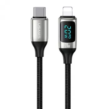 USAMS U78 Cable USB-C a Lightning trenzado con indicador LED 1,2 m 20W PD carga rápida blanco SJ545USB02