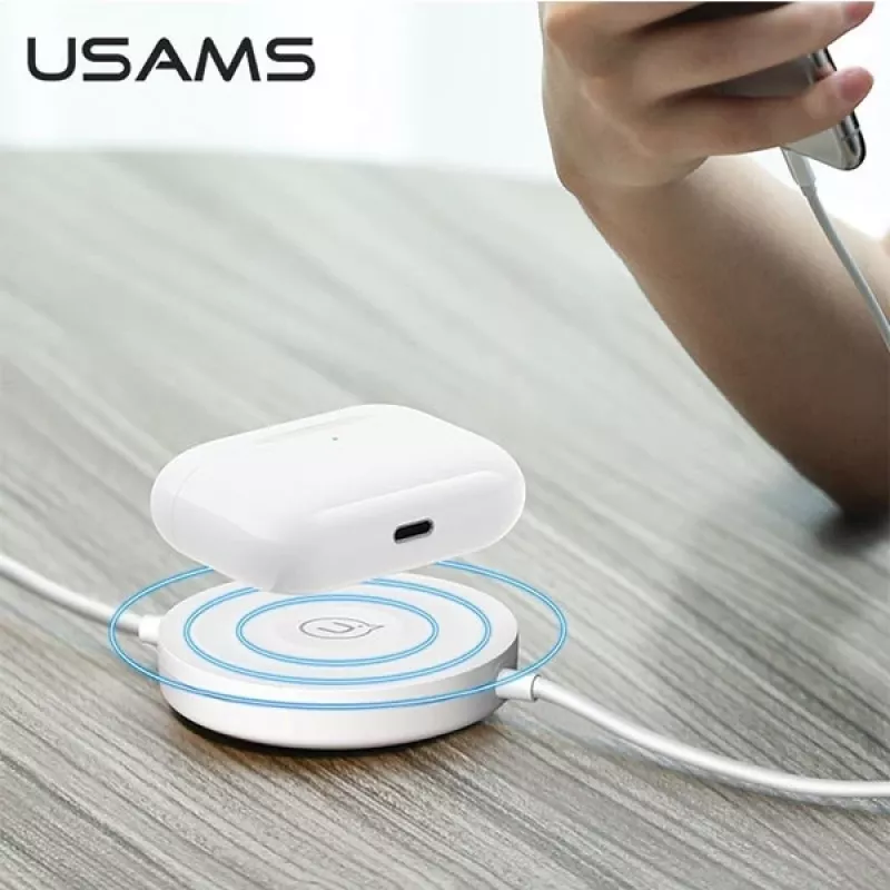 USAMS US-CC096 Cargador inalámbrico Qi 10W con cable Lightning - Negro