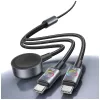 USAMS Huan Series SJ754 Cable USB-C a USB-C 72W con cargador inalámbrico magnético para smartwatch integrado, negro, 1,2 m