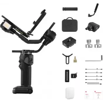 ZHIYUN CRANE 4 COMBO Estabilizador gimbal de 3 ejes para cámara con 6 kg de carga útil, 12 h de batería, pantalla táctil y luz de relleno, negro