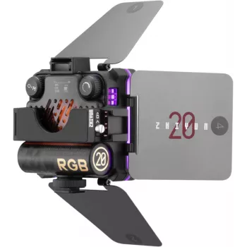 Zhiyun M20C COMBO Luz de relleno LED RGB con fijación magnética, 20W, 2700K-6500K, CRI≥95, pantalla OLED, control por app Bluetooth, mini trípode, difusor, grid, bolsa de almacenamiento