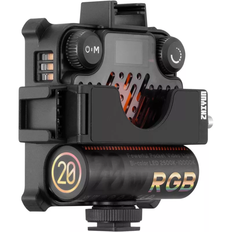 Zhiyun M20C COMBO Luz de relleno LED RGB con fijación magnética, 20W, 2700K-6500K, CRI≥95, pantalla OLED, control por app Bluetooth, mini trípode, difusor, grid, bolsa de almacenamiento