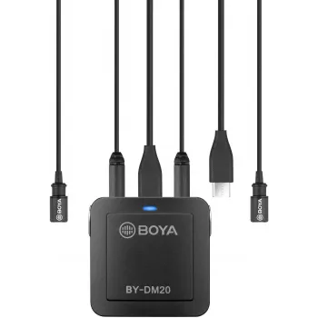 BOYA BY-DM20 micrófono de condensador estéreo digital de doble canal con conector USB-C, Lightning y USB-A, omnidireccional, 25Hz-20kHz, para iOS, Android, Windows, Mac