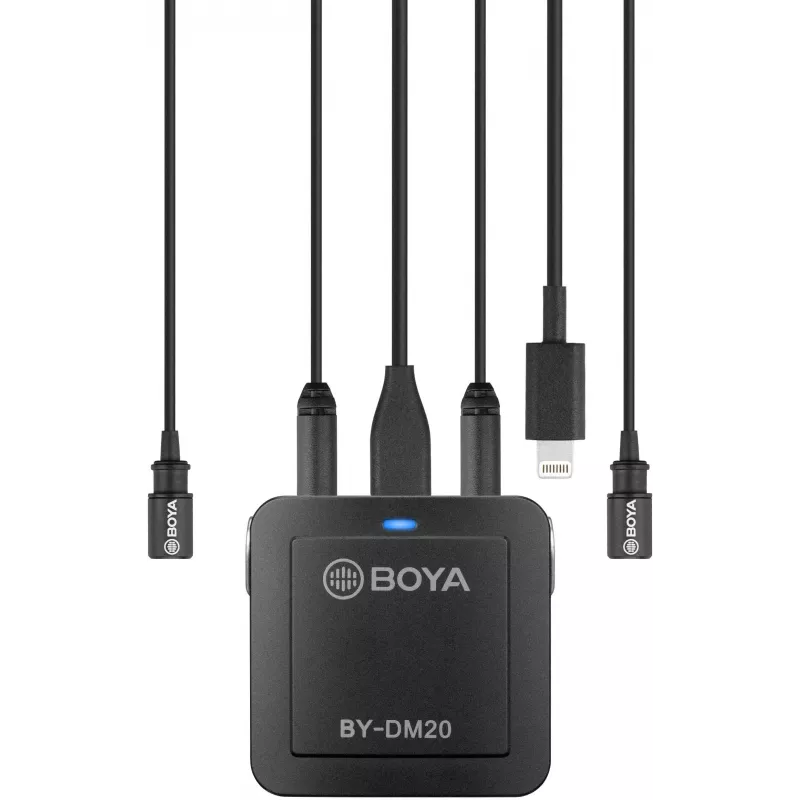 BOYA BY-DM20 micrófono de condensador estéreo digital de doble canal con conector USB-C, Lightning y USB-A, omnidireccional, 25Hz-20kHz, para iOS, Android, Windows, Mac