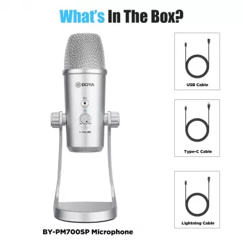 BOYA BY-PM700SP micrófono de condensador USB multipatrón con monitorización de auriculares y soporte integrado