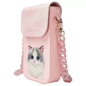 Nimmy Big Eyed Pet 2.0 funda para móvil de gato - bolso cruzado rosa para smartphones de hasta 6,7