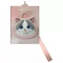 NIMMY Big Eyed Pet 2.0 tarjetero monedero de gato rosa de piel PU con 6 compartimentos para tarjetas, monedero y cremallera
