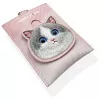 NIMMY Big Eyed Pet 2.0 tarjetero monedero de gato rosa de piel PU con 6 compartimentos para tarjetas, monedero y cremallera