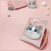 NIMMY Big Eyed Pet 2.0 tarjetero monedero de gato rosa de piel PU con 6 compartimentos para tarjetas, monedero y cremallera