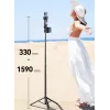 ULANZI MT-70 palo selfie monopié trípode de aluminio de 5 secciones con mando Bluetooth extraíble, doble soporte para teléfono y rosca de 1/4