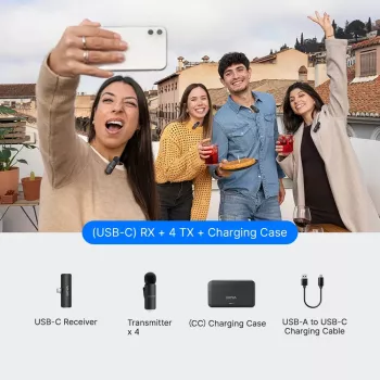 BOYA BY-V4U Sistema de micrófono de pinza inalámbrico USB-C