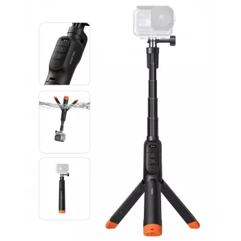 TELESIN Palo selfie sumergible con mando a distancia para cámaras DJI Osmo Action, 15m IPX8, extensible hasta 60cm, negro