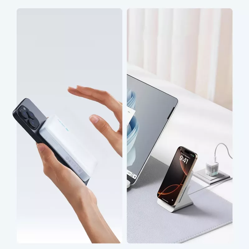 CUKTECH WPB100N powerbank inalámbrica magnética 10000 mAh 20W con soporte - blanca